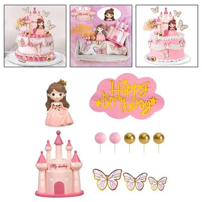 18x Princess Cake Toppers Party Favors Cute Creative Castle Cake Decoration