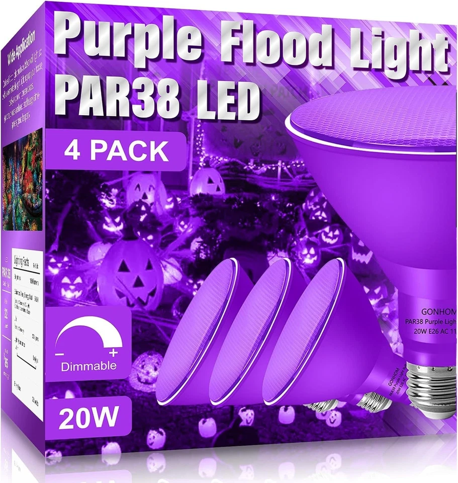 Energy-Efficient Outdoor Flood Lights, 20W LED Bulbs, 4 Pack - Image 3 of 4