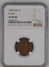 1956 Small Cents Lincoln Wheat Ears Reverse Ngc Xf-40 Bn Fs-501 1956 Small Cents Lincoln Wheat Ears Reverse Ngc Xf-40 Bn Fs-501