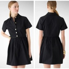 J. Crew Margaret Chino Shirt Mini Dress Black Size 6 NWT Quiet Luxury Academia