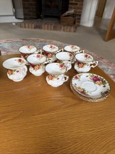 Image of Royal Albert Old Country Roses Bone China Tea Cups Saucers Set of 6