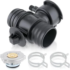 Radiator Coolant Filler Neck Radiator Hose Connector with Engine Radiator Cap