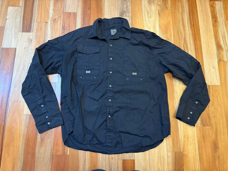 Blac Label Mens 4X Metal Long Sleeve Snap Button BLACK Shirt MOTORCYCLE GRUNGE - Image 3 of 4