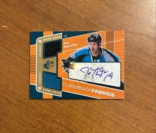 Joe Thornton 2007-08 SPX Flachback Fabrics Game Used Jersey Auto #140 Sharks HOF