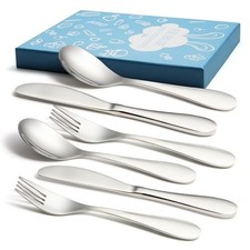 6 Piece Kids Silverware Set, 18/10 Stainless Steel Toddler Utensils, Child