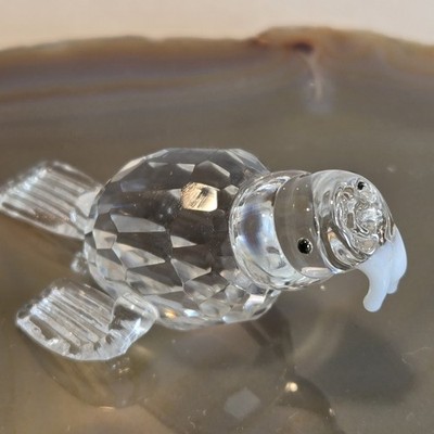 Swarovski Crystal Mini Walrus Figurine Frosted Tusks Black Eyes Animal Art Glass