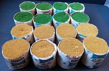 New Old Stock 16 Pkgs Twilight Readicut Rug Wool Mothproofed 2.5" Gold, Green