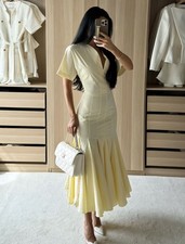 ZARA NEW WOMAN ZW COLLECTION POPLIN DRESS LIGHT YELLOW M 2221/014/306