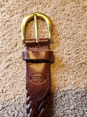 Fossil Leather Braided Oval Centerbar Brown Belt Fossil | Accessories | Fossil Leather Braided Oval Centerbar  main image 4
