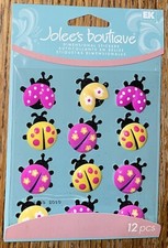Jolees LADY BUGS Pink Yellow Cabochons Scrapbook Stickers Baby Card Making Craft