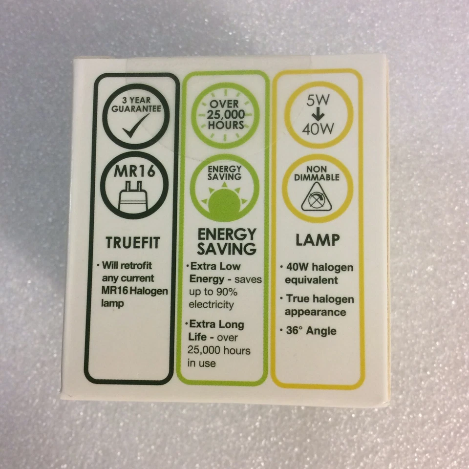 (5) Luceco MR16 LED GU5.3 Bi-Pin 12-Volt Non-Dimmable Bulbs ~ 2700K ~ 40W / 5W - Image 4 of 4