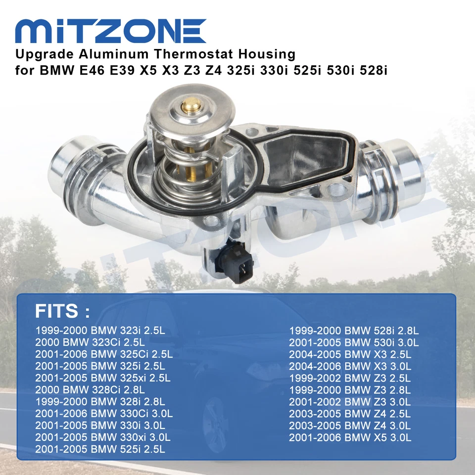 Carcaça de termostato de alumínio para BMW E46 E39 X5 X3 Z3 Z4 325i 330i 525i 530i 528i - Imagem 3 de 4