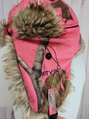 Realtree Hot Shot Womens Medium Large Furry Insulated Trapper Hat - Picture 6 of 9