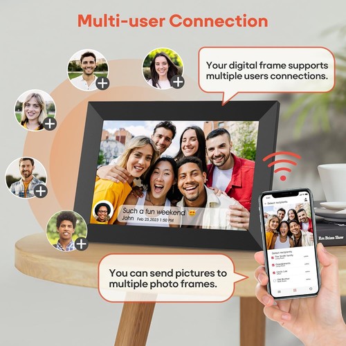 Frameo 10,1 Zoll WiFi Digitaler Bilderrahmen, 1280x800 HD IPS Touchscreen Foto - Bild 4 von 6