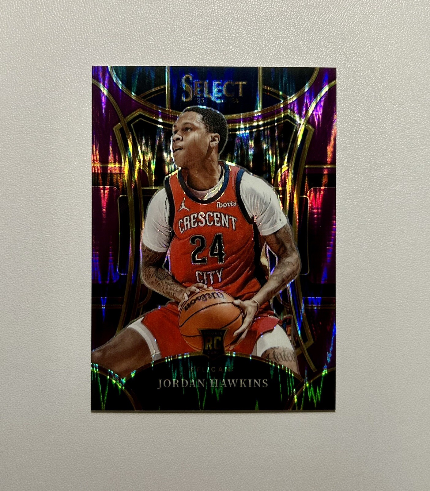 2023-24 Panini Select Jordan Hawkins Purple Shock Rookie /175 Pelicans #334 RC