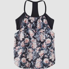 New 95 Tyr Women Black Pink Floral Scoop-Neck Active Tank Top Swimwear Size XS