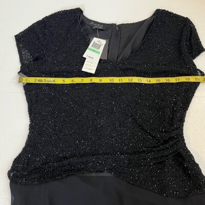 j kara flutter sleeve beaded dress Black Chiffon Beaded Mini Satin Short Prom Dress Homecoming Dress SH10   shinydress