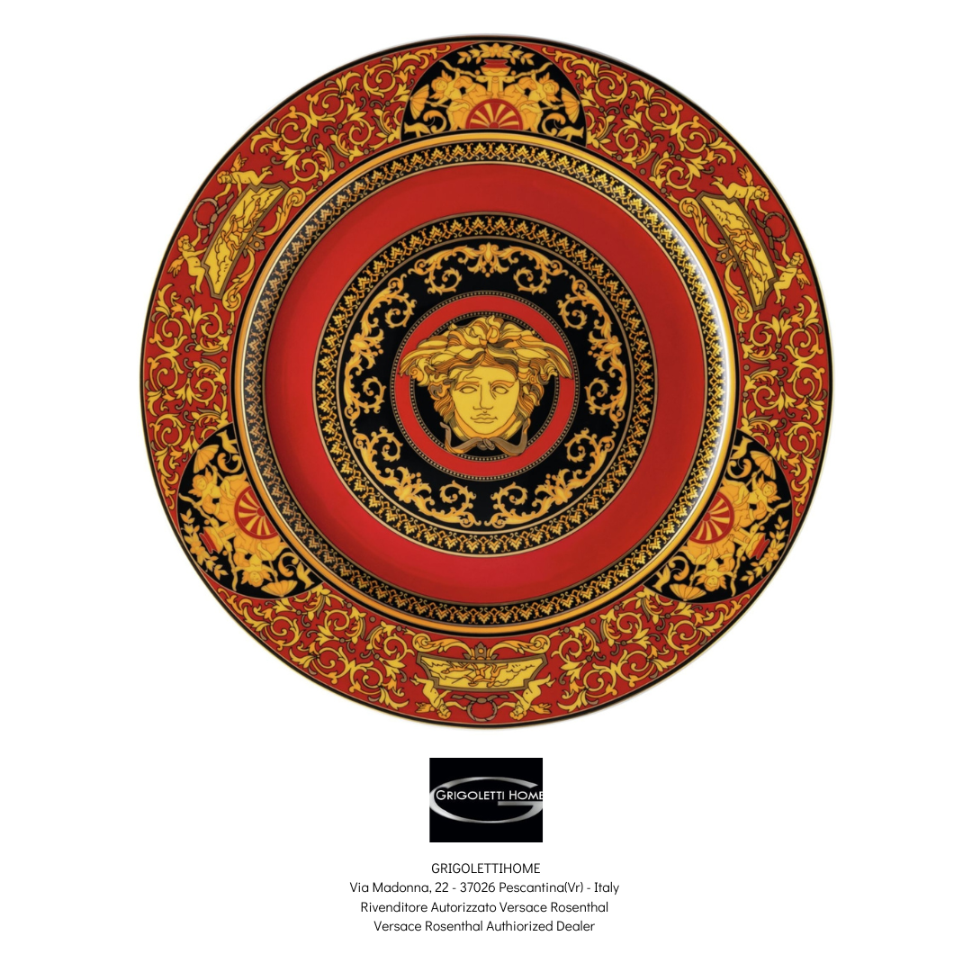 Versace Rosenthal Medusa Rosso Plate, 30 cm, Red Black Gold, Retailer