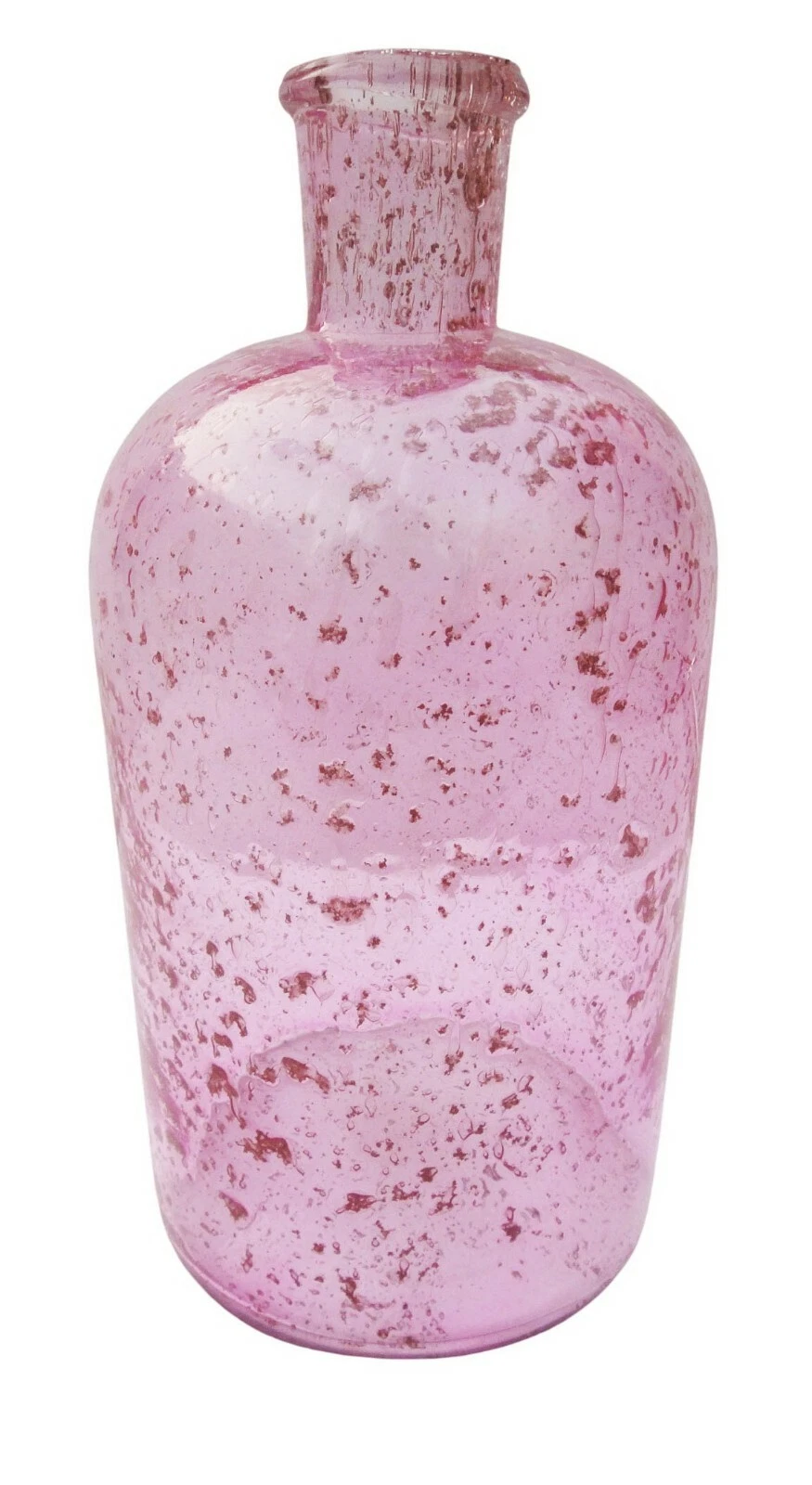 Pink Glass Bottle / Vase In Stone Design, Vase for Living Room, Home Decoration