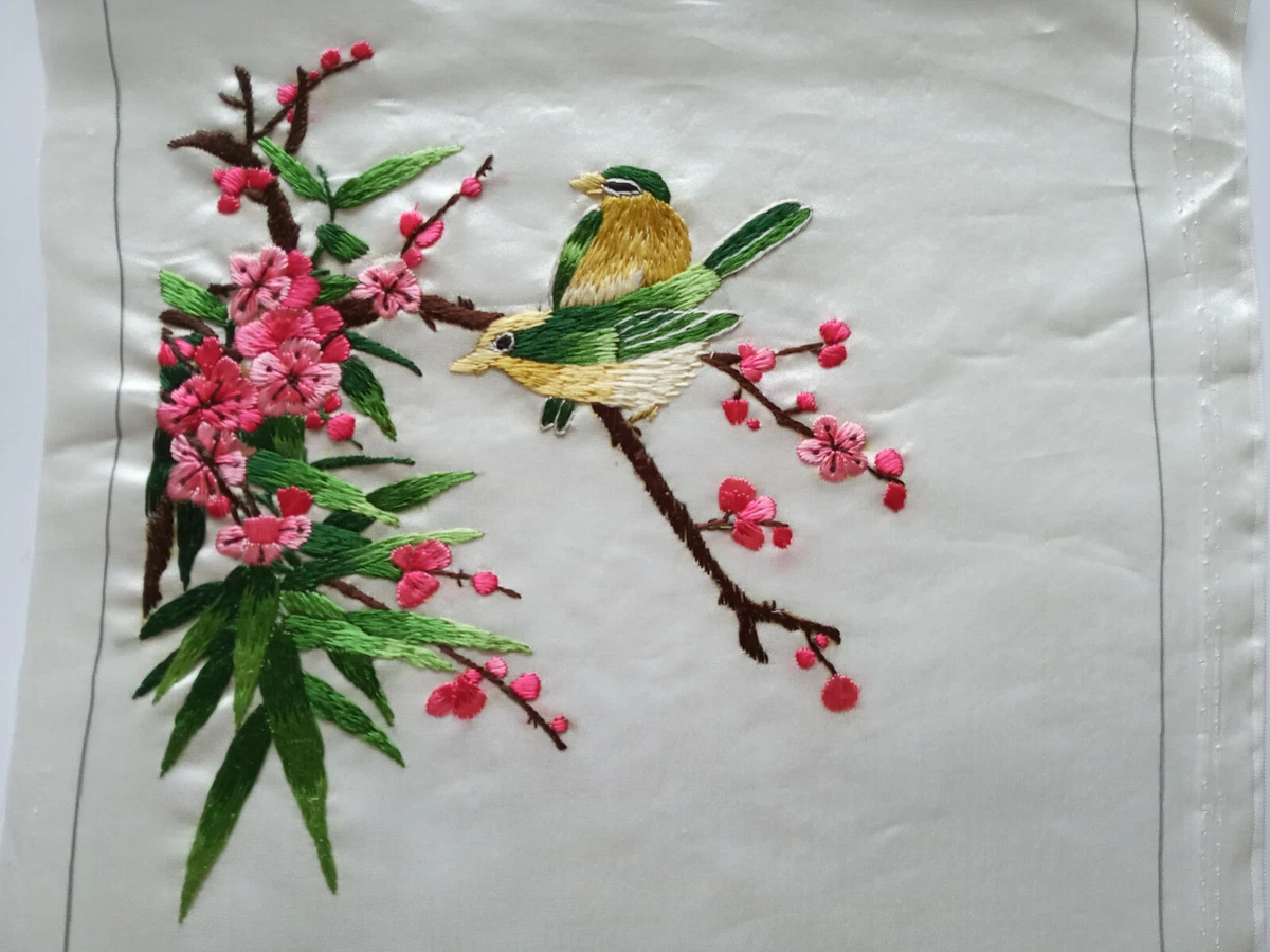 Chinese 100 hand embroidered silk Suzhou embroidery art birdds on