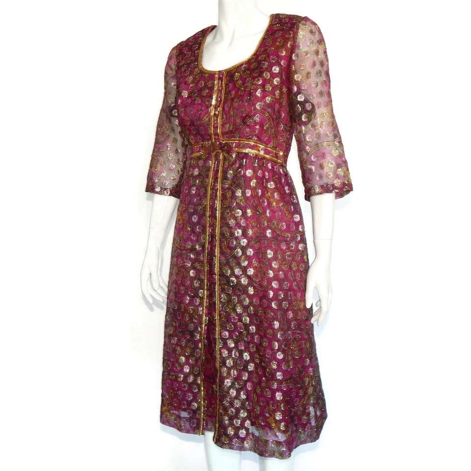 ANDORA Vintage 1960's Mod Purple Sparkle Mid Century Maisel Dress sz 10 /5320 - Image 4 of 4