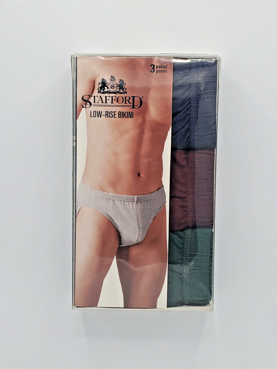 2000 STAFFORD 3 PACK JCPenney Mens Color Low Rise Bikinis L Vintage  Underwear