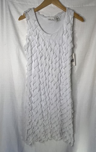 Kim Rogers Size PM Petite Medium Womens White A-Line Ruffle Cocktail Dress NWT - Picture 2 of 7