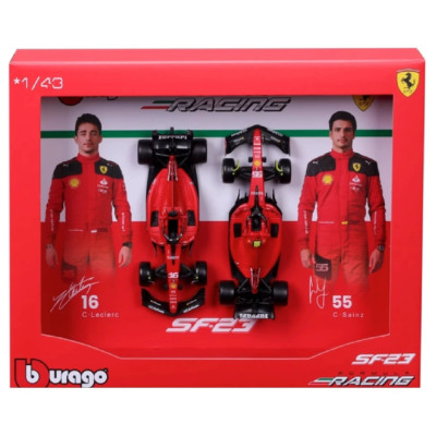 Model Car 1:43 Burago Formula 1 Ferrari SF-23 #16  #55 Leclerc Las Vegas GP 2023