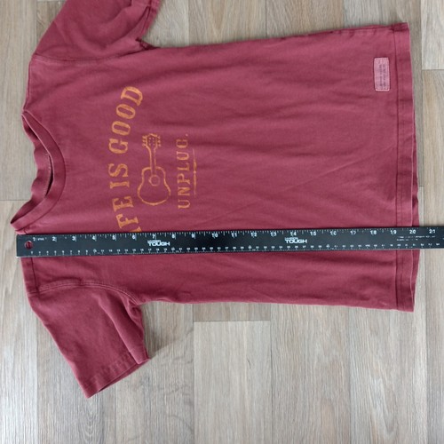 Life is Good Graphic Tee Unplug Guitar Kids Size Medium Red Short Sleeve Top - Picture 7 of 8