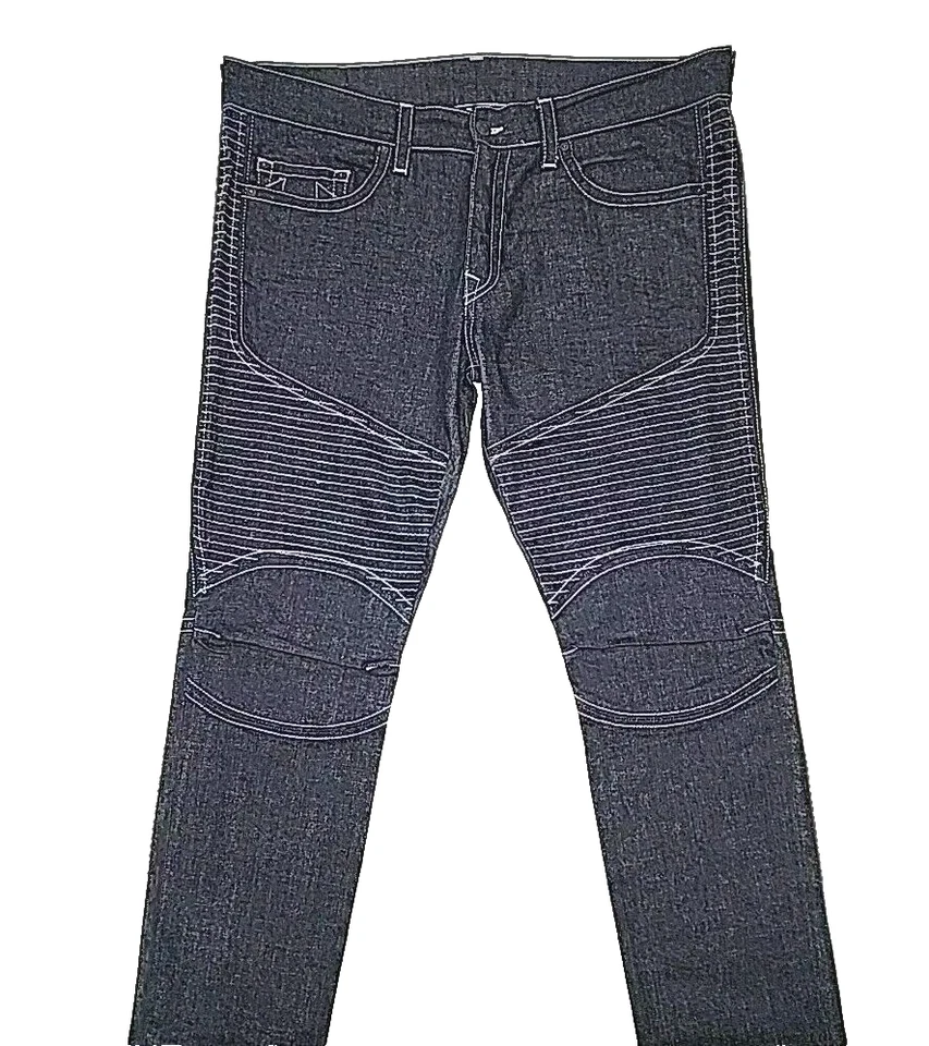 Pantalones de mezclilla True Religion Moto ajustados talla 42 x 34 lavado oscuro puntada en contraste texturizada Foto 2 de 4