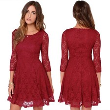 Lulus Womens Size S Pink Crew Neck 3/4 Sleeve Lace Dress