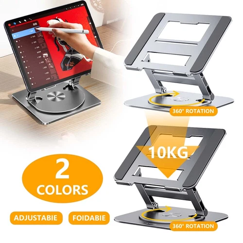 Adjustable Laptop Stand 360 Rotating Ergonimic Foldable Laptop Riser for Desk - Picture 1 of 19
