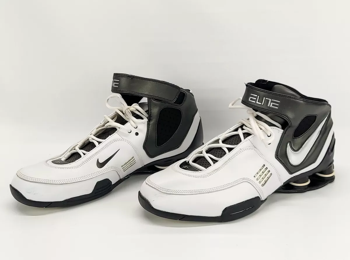 Nike Elite Basketball Shoes 314184 112 White and Black Men s 16 Great Cond