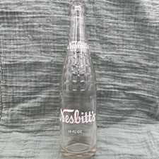 Vintage Nesbitts Soda Bottle 1966 Los Angeles California ACL Clear Glass 10oz