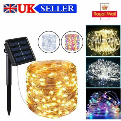 LED Solar String Lights Waterproof Copper Wire Fairy Christmas Garden Outdoor UK