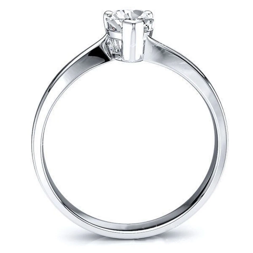 1 Ct Pear Cut Lab-Created Diamond Solitaire Engagement Ring 925 Sterling Silver - Image 4 of 4