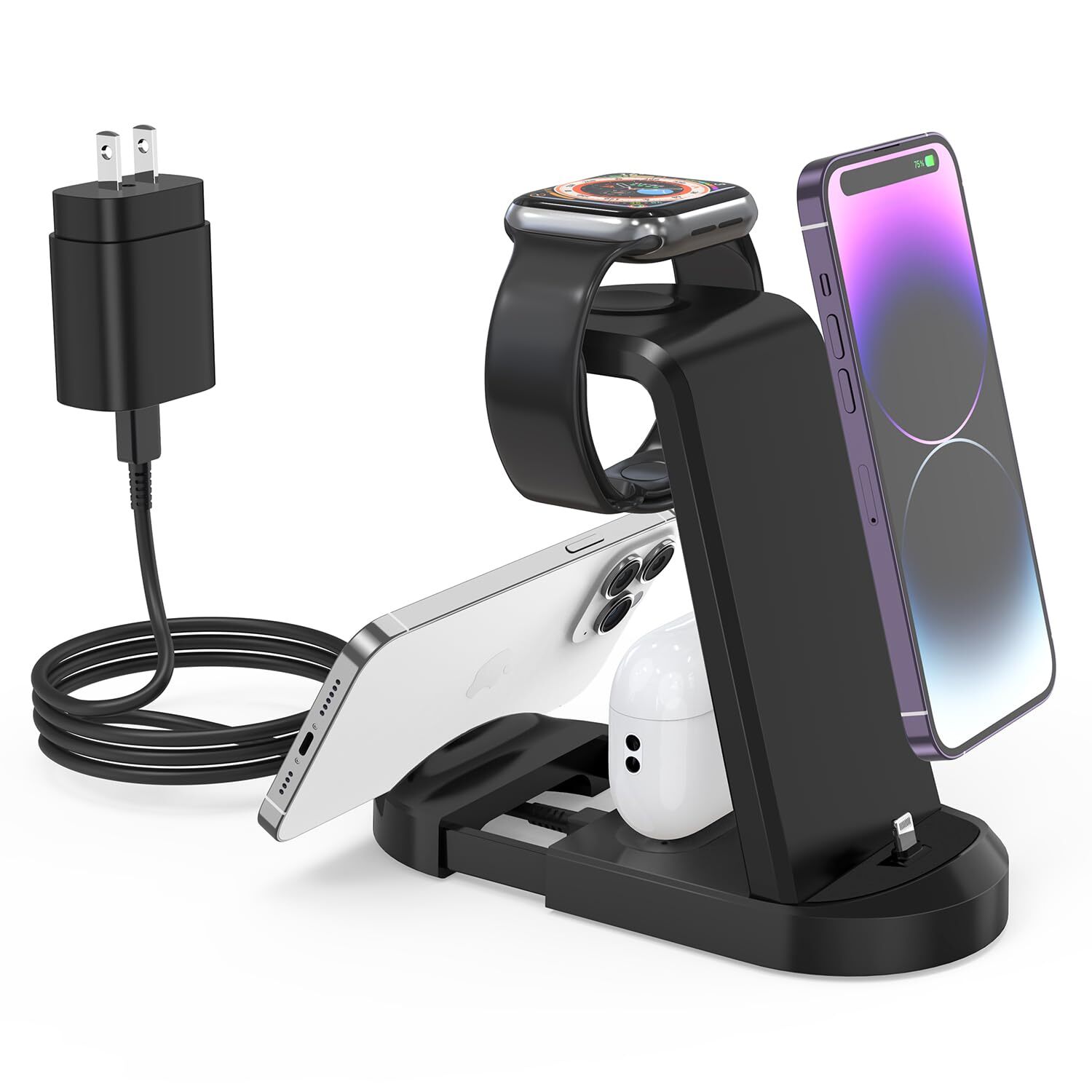 3 in 1 Charging Station, 25W Fast Charger Station Stand for iPhone 14/13/12/1...