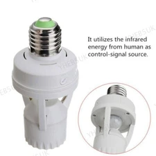 Infrared PIR Motion Sensor E27 LED Light Lamp Bulb Holder Socket Switch 8H