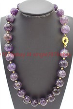 Fashion 8/10/12/14mm Natural Purple Amethyst Round Gems Bead Necklace 18-36"