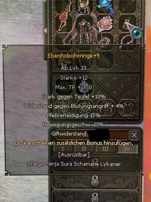 Metin2 Azrael Ebis+9 Ebenholzohrringe +9