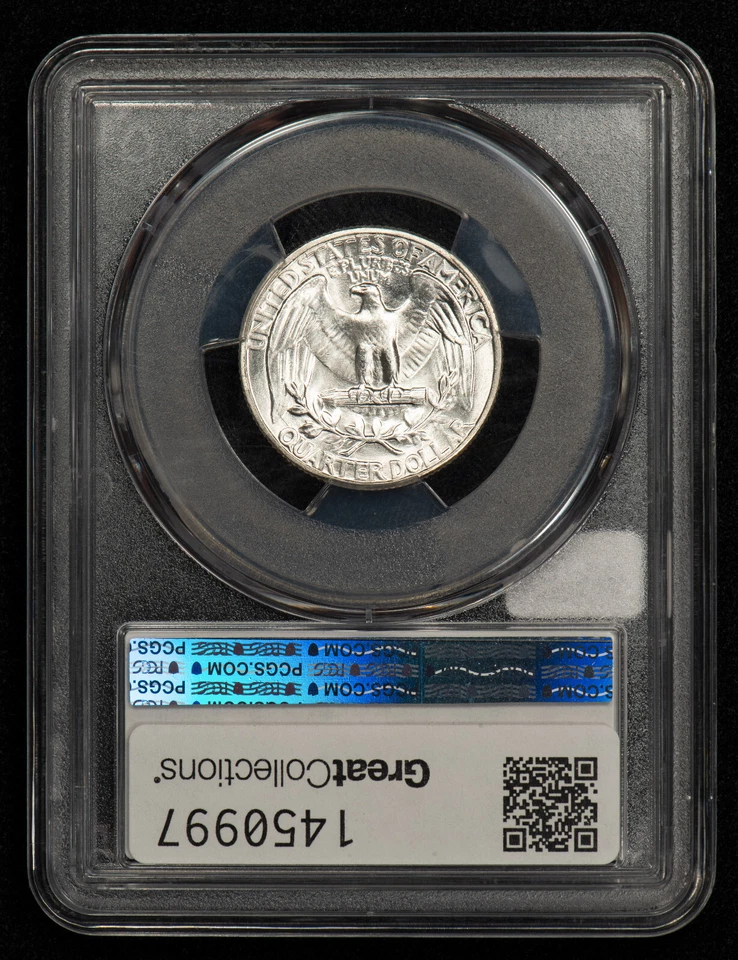 1943 25c Washington Silver Quarter - PQ White Coin - PCGS MS66 - SKU-X5316 - Image 2 of 2