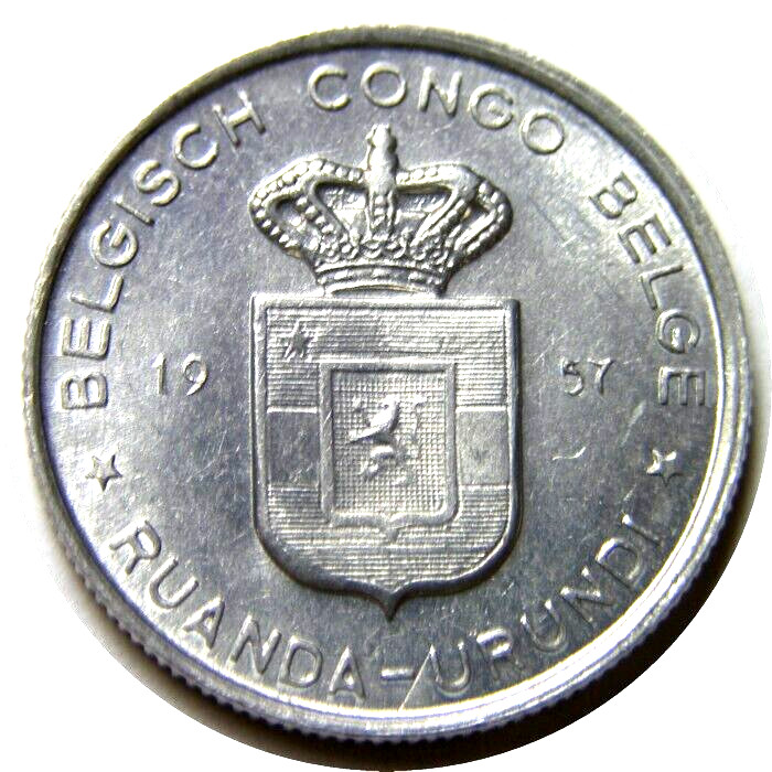 elf Belgian Congo Ruanda Urundi 1 Franc 1957 Palm Tree