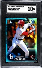 2016 Bowman Draft Chrome Dylan Carlson 1st Sky Blue Refractor- SGC 10 Cardinals