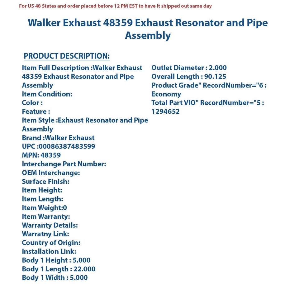 Conjunto de resonador y tubo de escape Walker Escape 48359 Foto 4 de 4