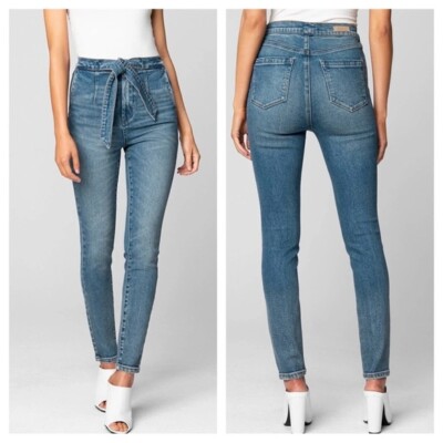 Blank NYC The Great Jones Light Wash Belted High Rise Skinny Cropped Jeans sz 26