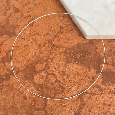 Sterling Silver .60mm Thin Cable Neck Wire Collar Necklace NEW Various Lengths