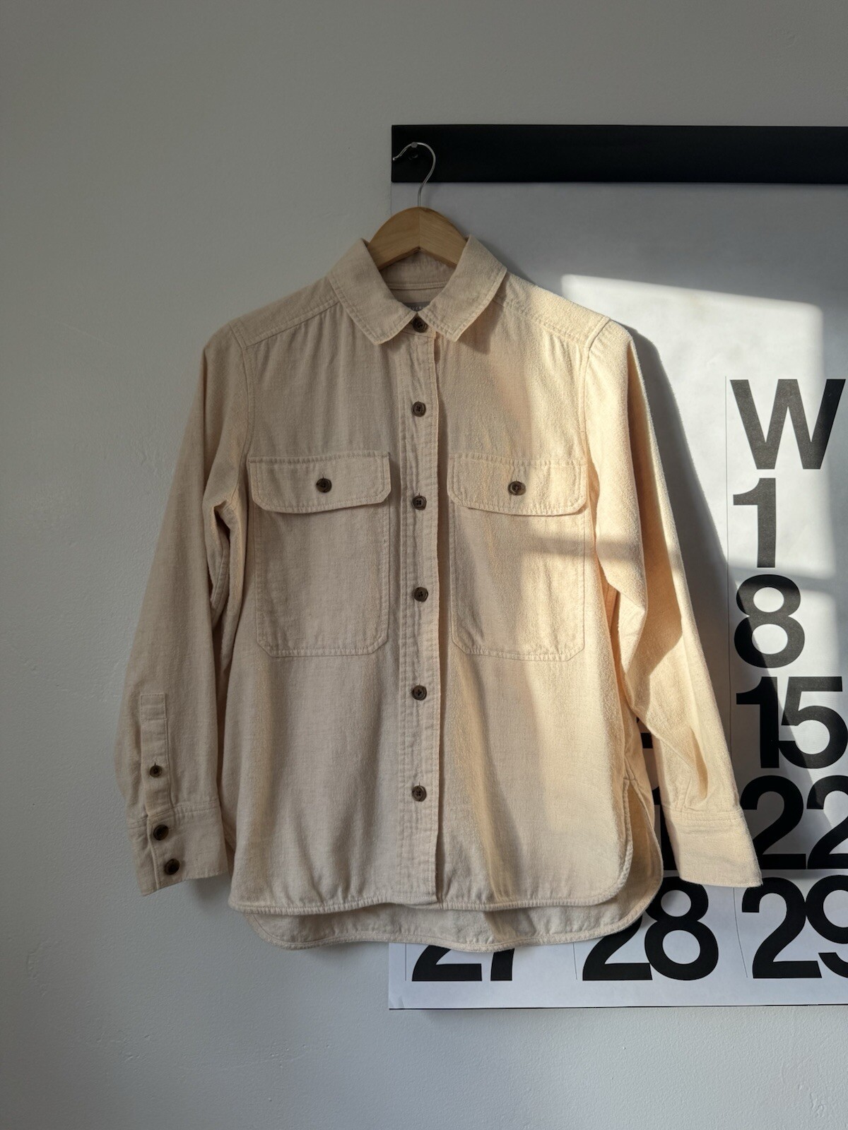 Everlane Classic Cotton Flannel Button Down Shirt - Beige Size XS