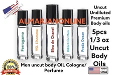 5x pcs 1/3 Oz Compare  Cologne Body Oil Fragrance for Men Pure Uncut Body Oil