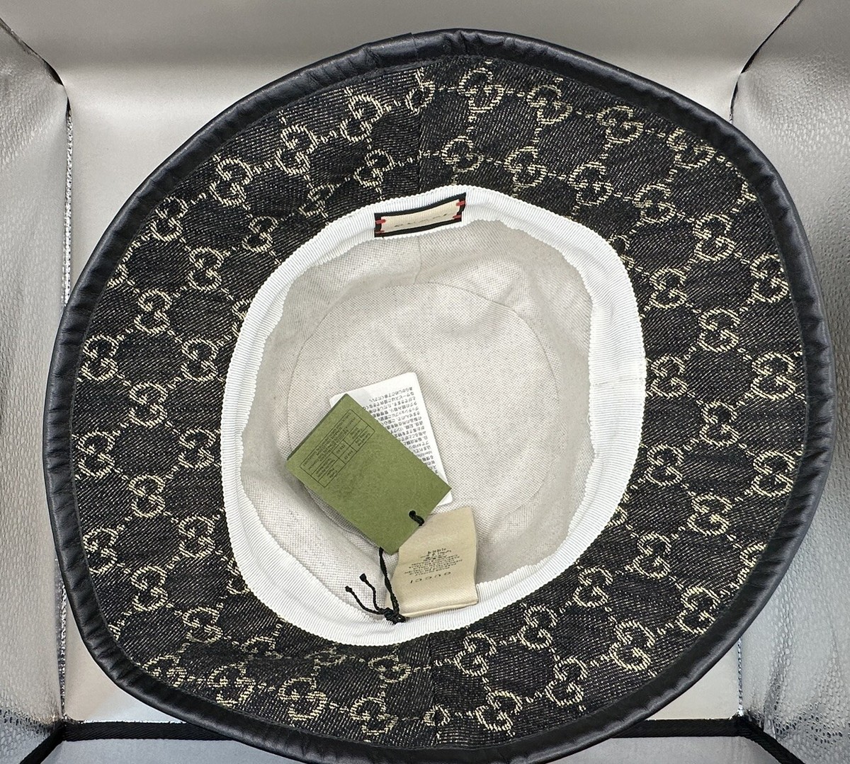 Gucci GG supreme bucket hat denim. Size large. GUCCI GG Supreme Jacquard Denim Bucket Hat 576371 4HAC3 Size  main image 4