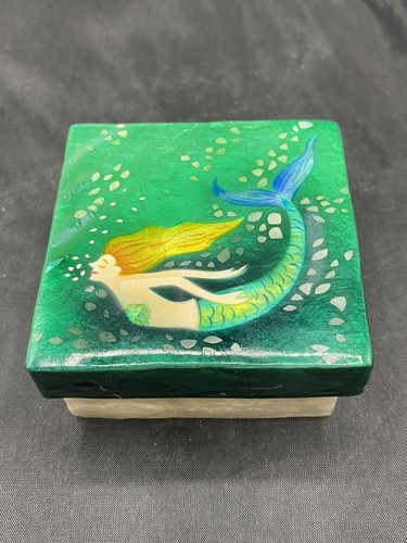 Capiz Oyster Shell Mermaid Trinket Box Sea Ocean Marine Mythical - 第 1/10 張圖片